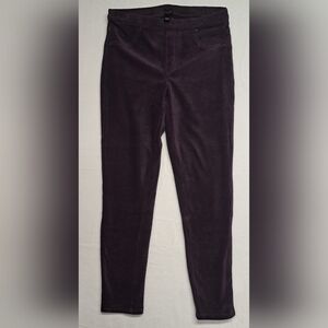 Dash M Stretch Corduroy Pull On Pants Elastic Waist Straight Slim Purple